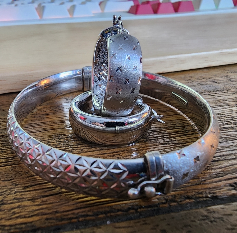 Sterling Silver earrings and bracelet set